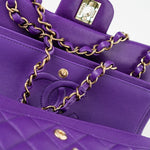 CHANEL Handbag Purple 22A Purple Caviar Quilted Small Classic Flap Light Gold Hardware -Knockoff
