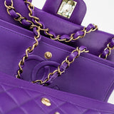 CHANEL Handbag Purple 22A Purple Caviar Quilted Small Classic Flap Light Gold Hardware -Knockoff
