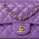 CHANEL Handbag Purple 22s Purple Lambskin Quilted Mini Rectangular Single Flap -Knockoff
