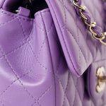 CHANEL Handbag Purple 22s Purple Lambskin Quilted Mini Rectangular Single Flap -Knockoff
