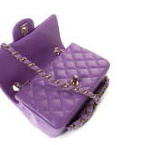 CHANEL Handbag Purple 22s Purple Lambskin Quilted Mini Rectangular Single Flap -Knockoff
