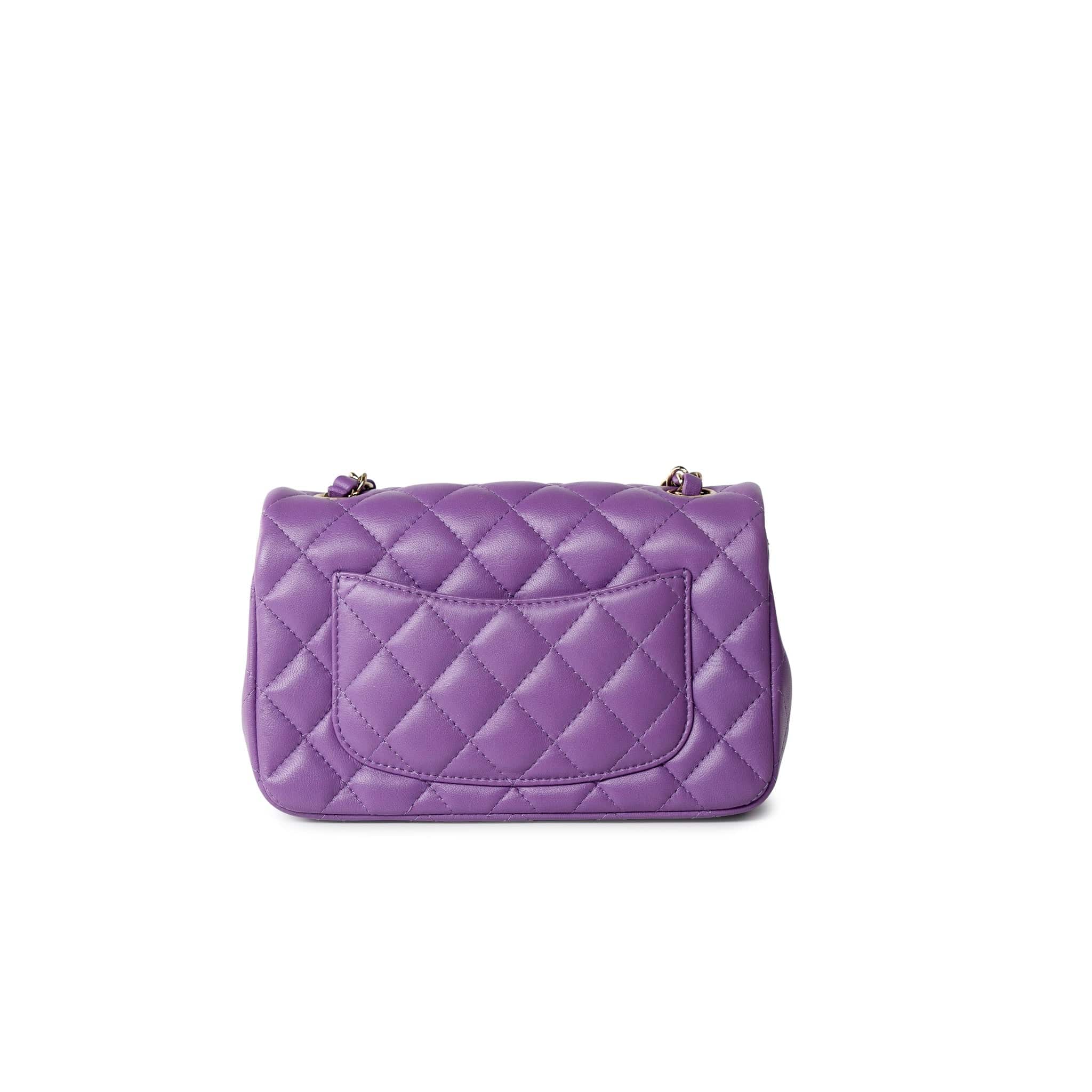 CHANEL Handbag Purple 22s Purple Lambskin Quilted Mini Rectangular Single Flap -Knockoff
