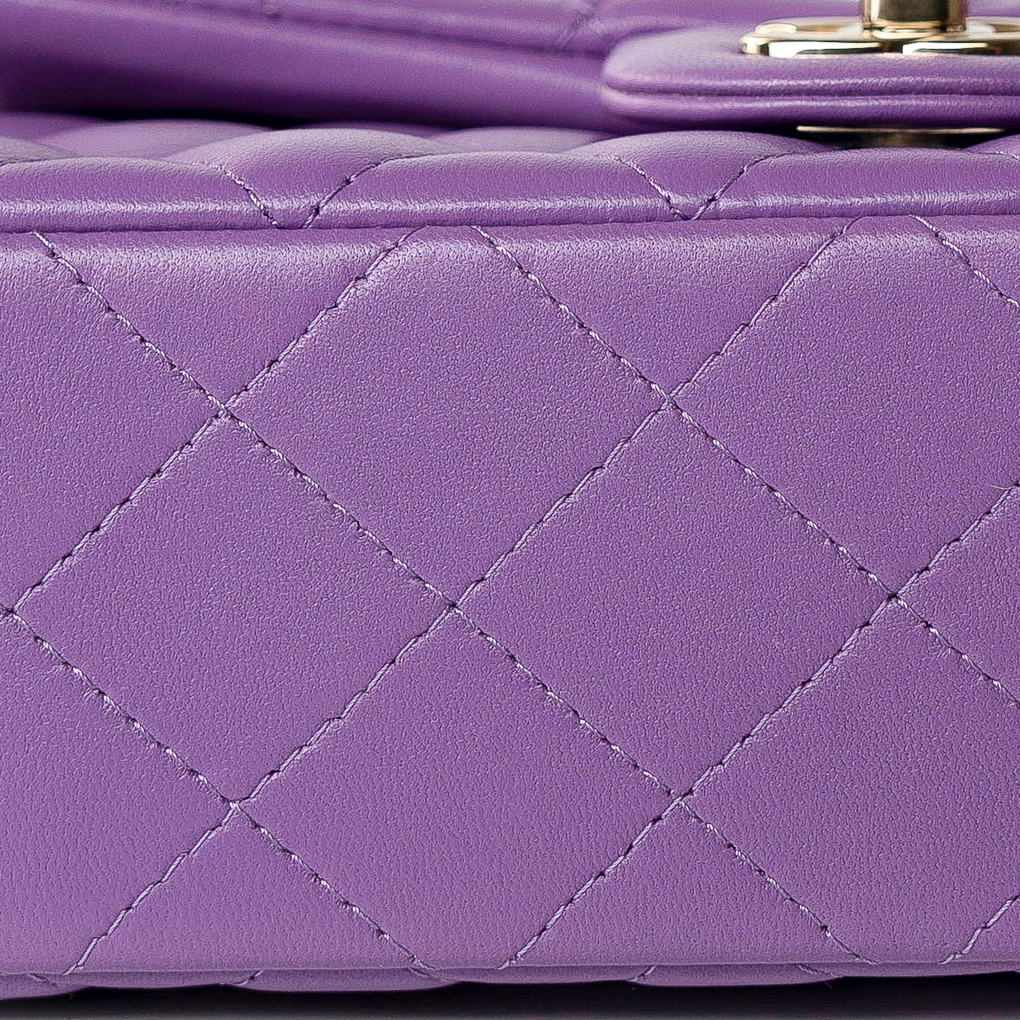 CHANEL Handbag Purple 22s Purple Lambskin Quilted Mini Rectangular Single Flap -Knockoff
