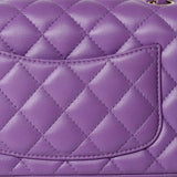 CHANEL Handbag Purple 22s Purple Lambskin Quilted Mini Rectangular Single Flap -Knockoff
