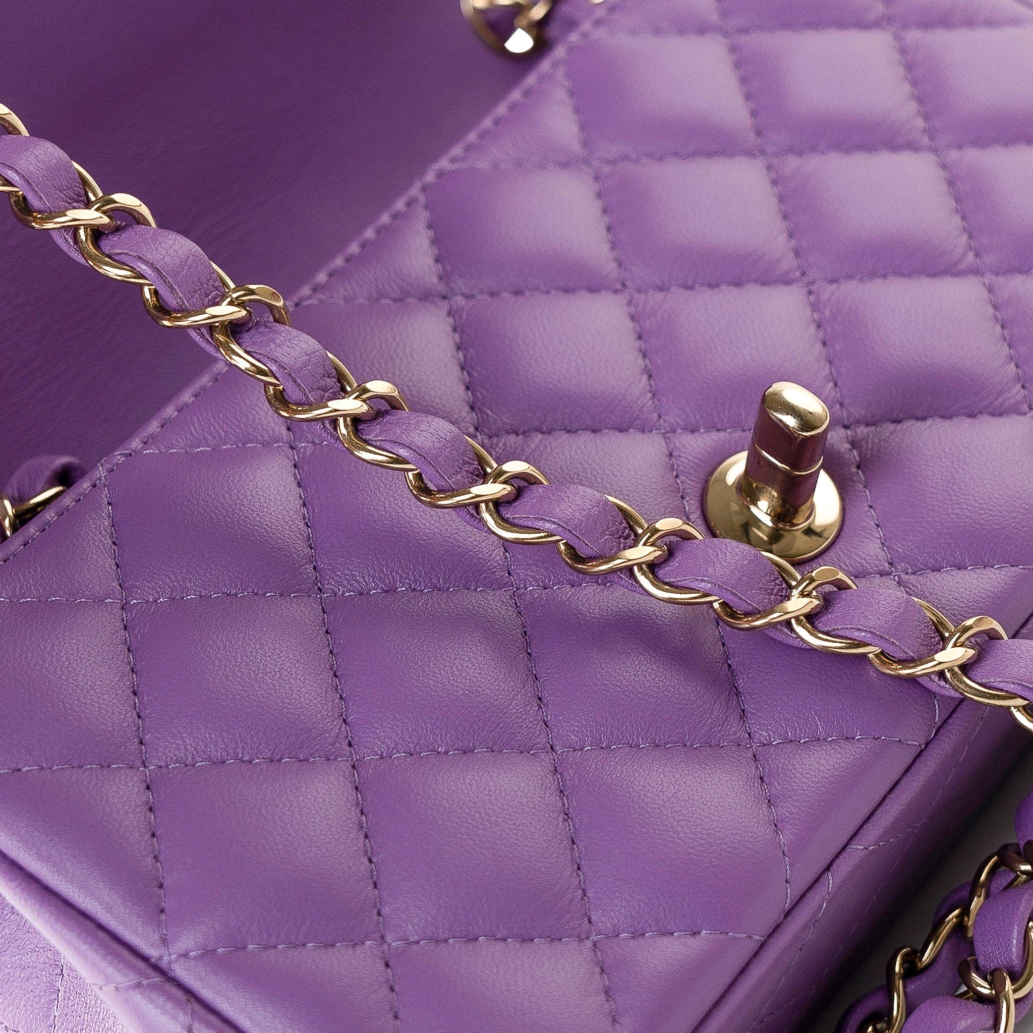 CHANEL Handbag Purple 22s Purple Lambskin Quilted Mini Rectangular Single Flap -Knockoff
