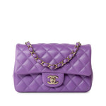 CHANEL Handbag Purple 22s Purple Lambskin Quilted Mini Rectangular Single Flap -Knockoff
