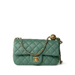 CHANEL Handbag Purple 23C Green Lambskin Quilted Mini Pearl Crush Antique Gold Hardware -Knockoff
