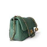 CHANEL Handbag Purple 23C Green Lambskin Quilted Mini Pearl Crush Antique Gold Hardware -Knockoff
