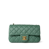 CHANEL Handbag Purple 23C Green Lambskin Quilted Mini Pearl Crush Antique Gold Hardware -Knockoff
