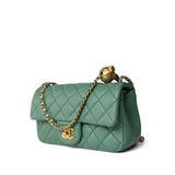 CHANEL Handbag Purple 23C Green Lambskin Quilted Mini Pearl Crush Antique Gold Hardware -Knockoff
