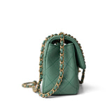 CHANEL Handbag Purple 23C Green Lambskin Quilted Mini Pearl Crush Antique Gold Hardware -Knockoff
