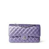 CHANEL Handbag Purple 23P Metallic Purple Lambskin Quilted Classic Flap Medium Silver Hardware -Knockoff
