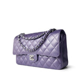 CHANEL Handbag Purple 23P Metallic Purple Lambskin Quilted Classic Flap Medium Silver Hardware -Knockoff
