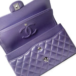 CHANEL Handbag Purple 23P Metallic Purple Lambskin Quilted Classic Flap Medium Silver Hardware -Knockoff
