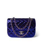 CHANEL Handbag Purple 24C Shiny Purple Calfskin Quilted Flap Bag & Coin Purse -Knockoff
