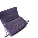 CHANEL Handbag Purple Purple Iridescent Lambskin Quilted Wallet on Chain / WOC Light Gold Hardware -Knockoff
