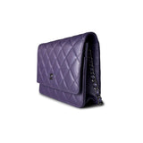 CHANEL Handbag Purple Purple Iridescent Lambskin Quilted Wallet on Chain / WOC Light Gold Hardware -Knockoff
