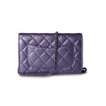 CHANEL Handbag Purple Purple Iridescent Lambskin Quilted Wallet on Chain / WOC Light Gold Hardware -Knockoff
