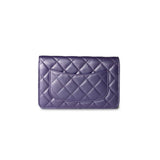 CHANEL Handbag Purple Purple Iridescent Lambskin Quilted Wallet on Chain / WOC Light Gold Hardware -Knockoff
