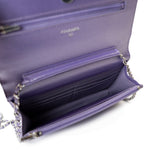 CHANEL Handbag Purple Purple Iridescent Lambskin Quilted Wallet on Chain / WOC Light Gold Hardware -Knockoff
