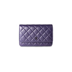 CHANEL Handbag Purple Purple Iridescent Lambskin Quilted Wallet on Chain / WOC Light Gold Hardware -Knockoff
