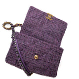 CHANEL Handbag Purple Tweed Quilted 19 Flap Large Mixed Hardware -Knockoff
