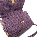 CHANEL Handbag Purple Tweed Quilted 19 Flap Large Mixed Hardware -Knockoff
