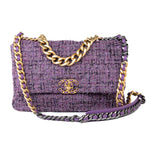 CHANEL Handbag Purple Tweed Quilted 19 Flap Large Mixed Hardware -Knockoff
