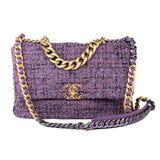 CHANEL Handbag Purple Tweed Quilted 19 Flap Large Mixed Hardware -Knockoff
