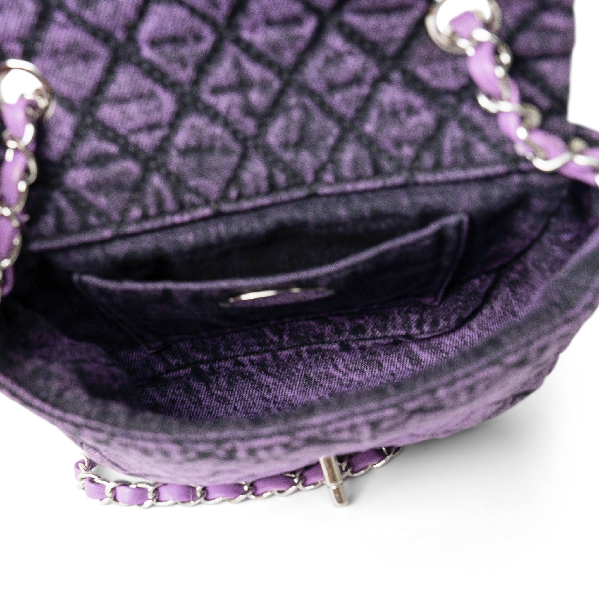 CHANEL Handbag Purple Washed Denim Quilted Small Purple Denimpression Flap Silver Hardware -Knockoff
