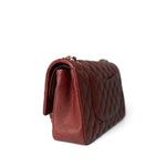 CHANEL Handbag Red 18C Dark Red Glittery Caviar Quilted Classic Flap Aged Gold Hardware -Knockoff
