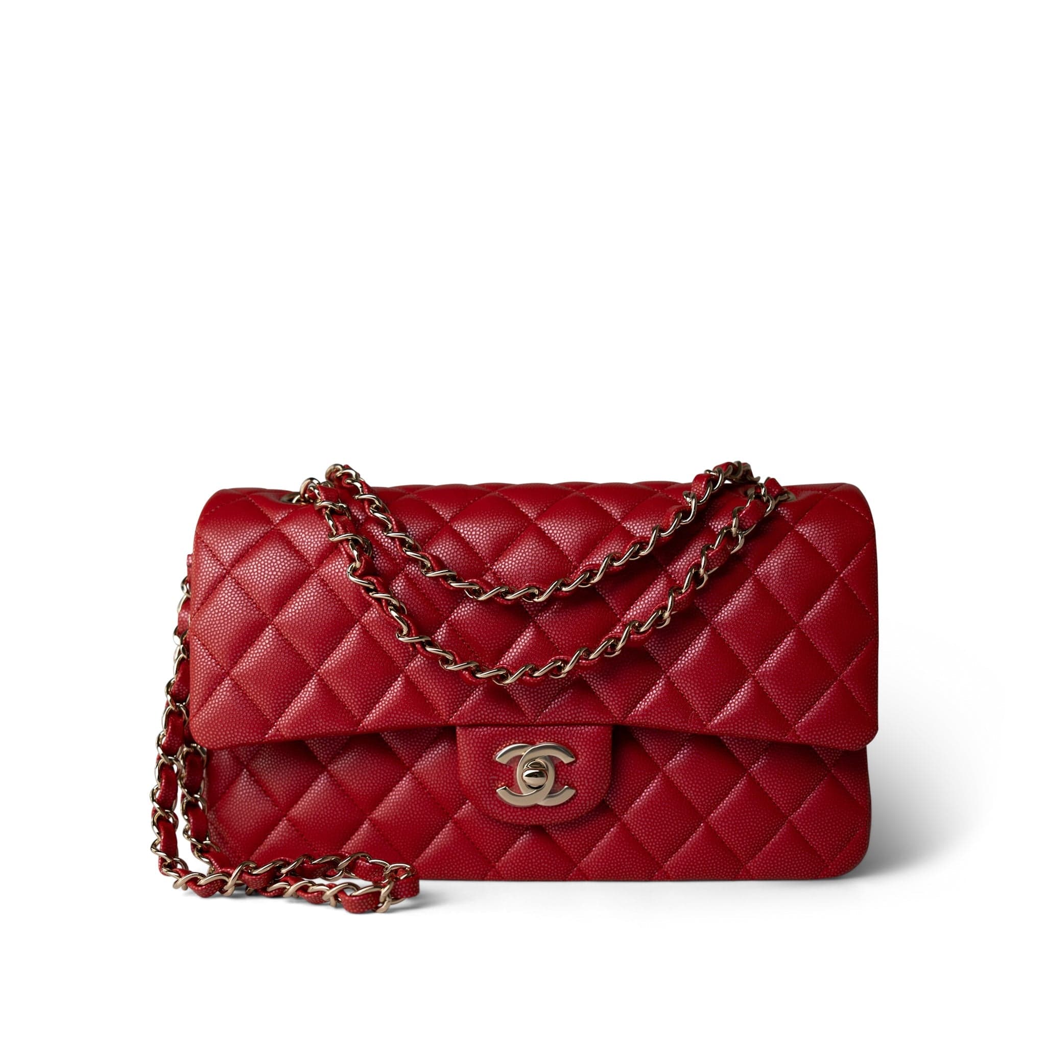 CHANEL Handbag red 21S Iridescent Red Classic Flap Medium Light Gold Hardware -Knockoff
