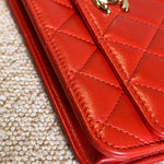 CHANEL Handbag Red Lambskin Quilted Trendy CC Wallet on Chain (WOC) -Knockoff
