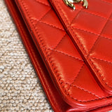 CHANEL Handbag Red Lambskin Quilted Trendy CC Wallet on Chain (WOC) -Knockoff
