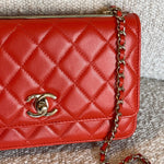 CHANEL Handbag Red Lambskin Quilted Trendy CC Wallet on Chain (WOC) -Knockoff
