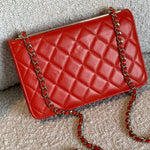 CHANEL Handbag Red Lambskin Quilted Trendy CC Wallet on Chain (WOC) -Knockoff
