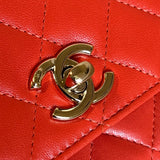 CHANEL Handbag Red Lambskin Quilted Trendy CC Wallet on Chain (WOC) -Knockoff
