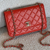 CHANEL Handbag Red Lambskin Quilted Trendy CC Wallet on Chain (WOC) -Knockoff
