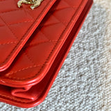 CHANEL Handbag Red Lambskin Quilted Trendy CC Wallet on Chain (WOC) -Knockoff
