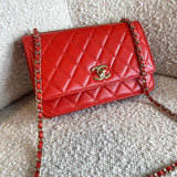 CHANEL Handbag Red Lambskin Quilted Trendy CC Wallet on Chain (WOC) -Knockoff
