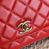 CHANEL Handbag Red Lambskin Quilted Trendy CC Wallet on Chain (WOC) -Knockoff
