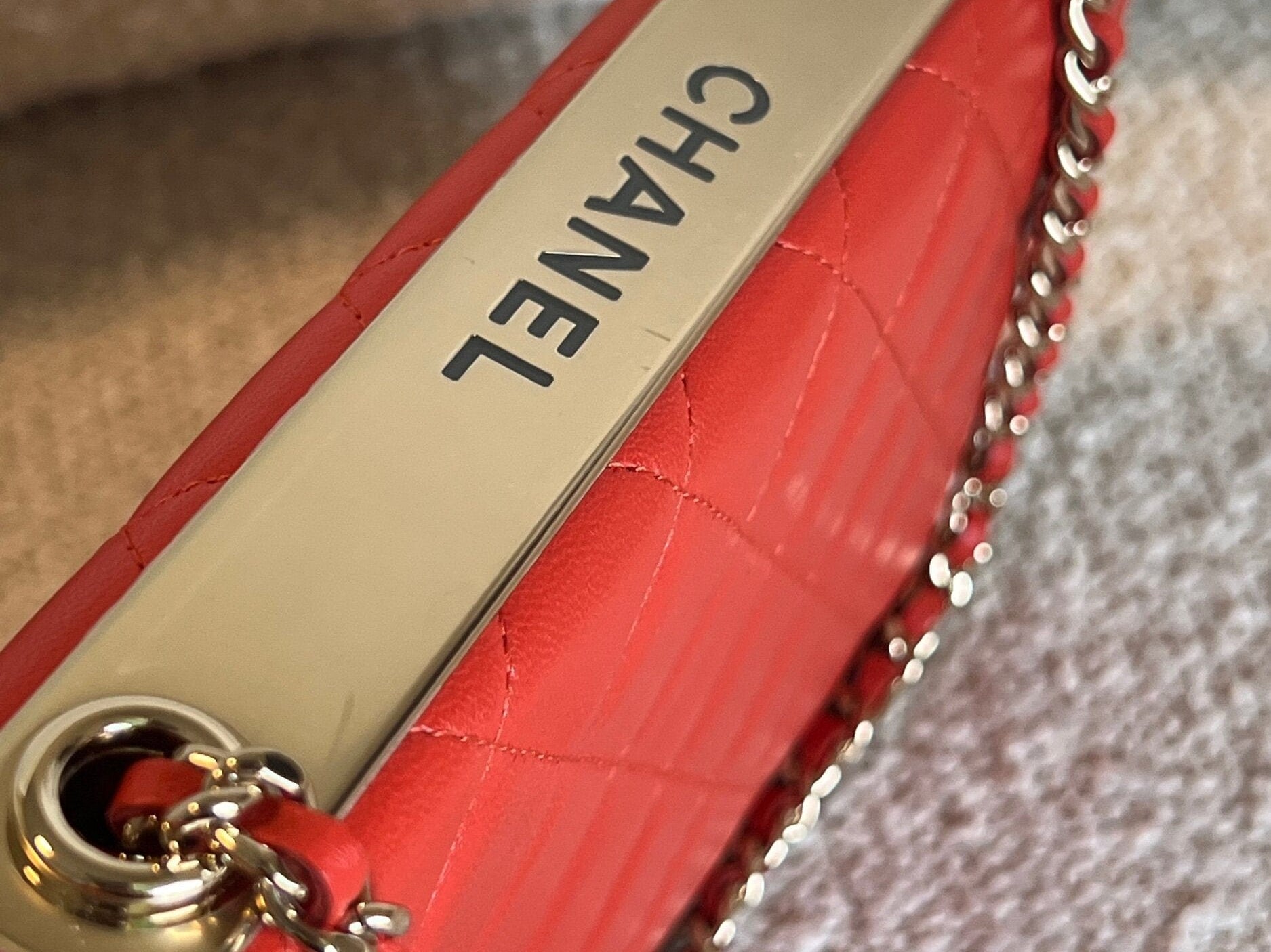 CHANEL Handbag Red Lambskin Quilted Trendy CC Wallet on Chain (WOC) -Knockoff
