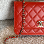 CHANEL Handbag Red Lambskin Quilted Trendy CC Wallet on Chain (WOC) -Knockoff
