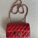 CHANEL Handbag Red Mini Rectangular Lambskin Quilted LGHW -Knockoff
