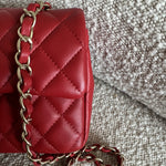 CHANEL Handbag Red Mini Rectangular Lambskin Quilted LGHW -Knockoff
