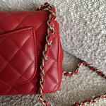 CHANEL Handbag Red Mini Rectangular Lambskin Quilted LGHW -Knockoff
