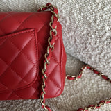 CHANEL Handbag Red Mini Rectangular Lambskin Quilted LGHW -Knockoff
