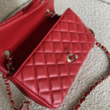 CHANEL Handbag Red Mini Rectangular Lambskin Quilted LGHW -Knockoff
