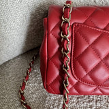 CHANEL Handbag Red Mini Rectangular Lambskin Quilted LGHW -Knockoff
