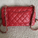 CHANEL Handbag Red Mini Rectangular Lambskin Quilted LGHW -Knockoff
